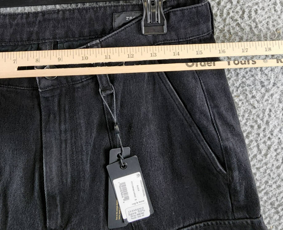 Rag & Bone Fit 4 Denim Cargo Pants Men's 29 Black Pockets Button Zip Closure