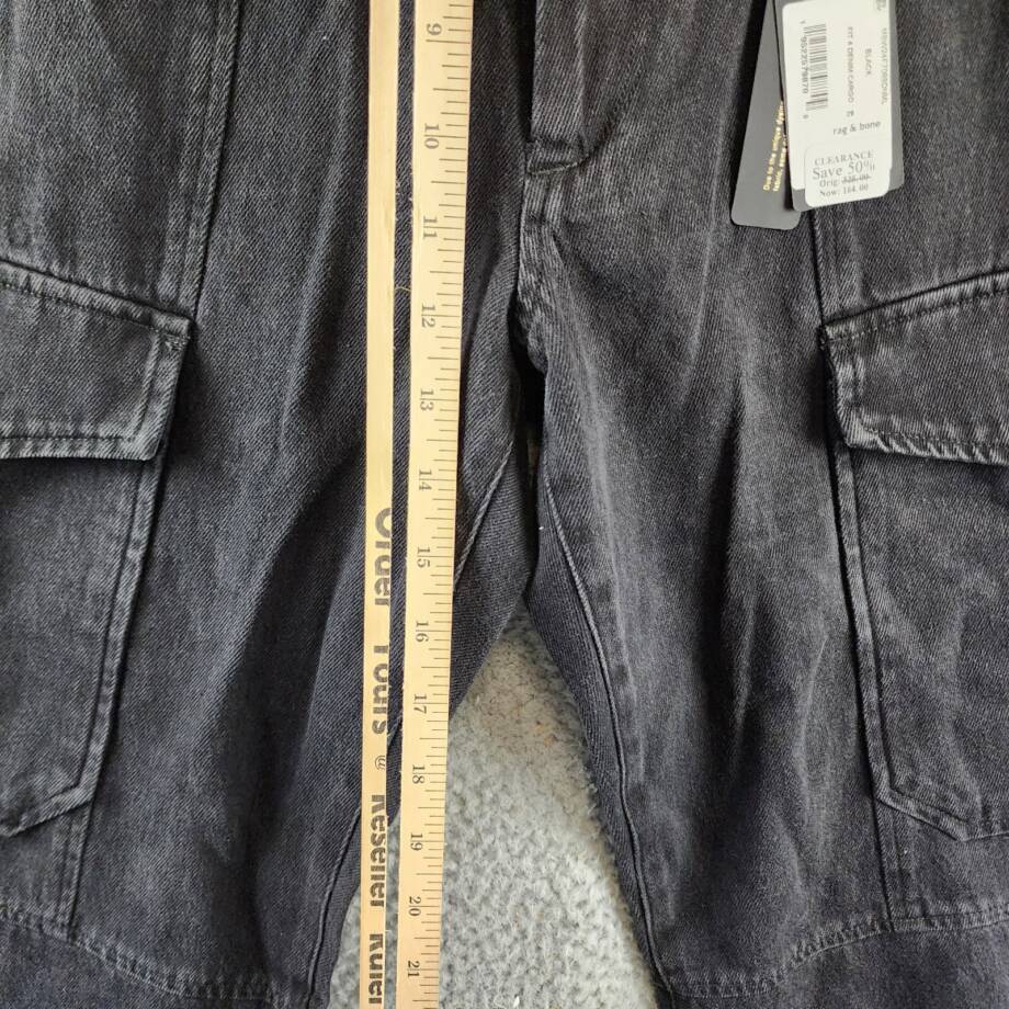 Rag & Bone Fit 4 Denim Cargo Pants Men's 29 Black Pockets Button Zip Closure