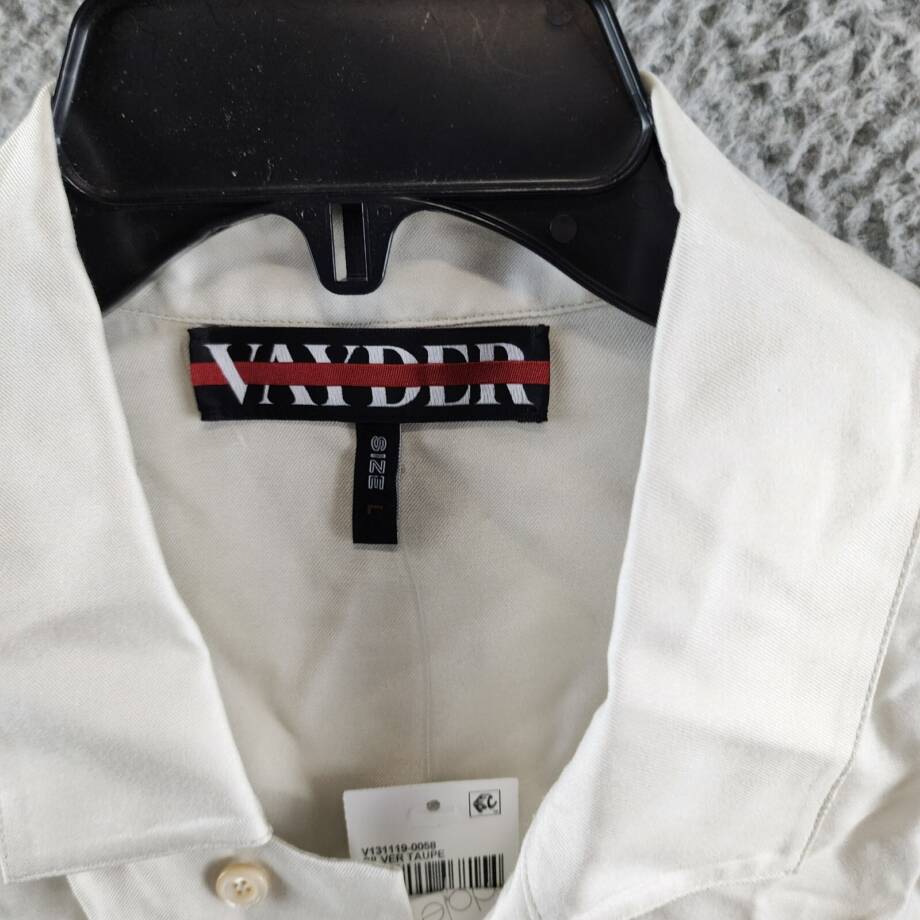 VAYDER Montague Regular Fit Silk Blend Cuban Shirt Men's L Silver Taupe Printed