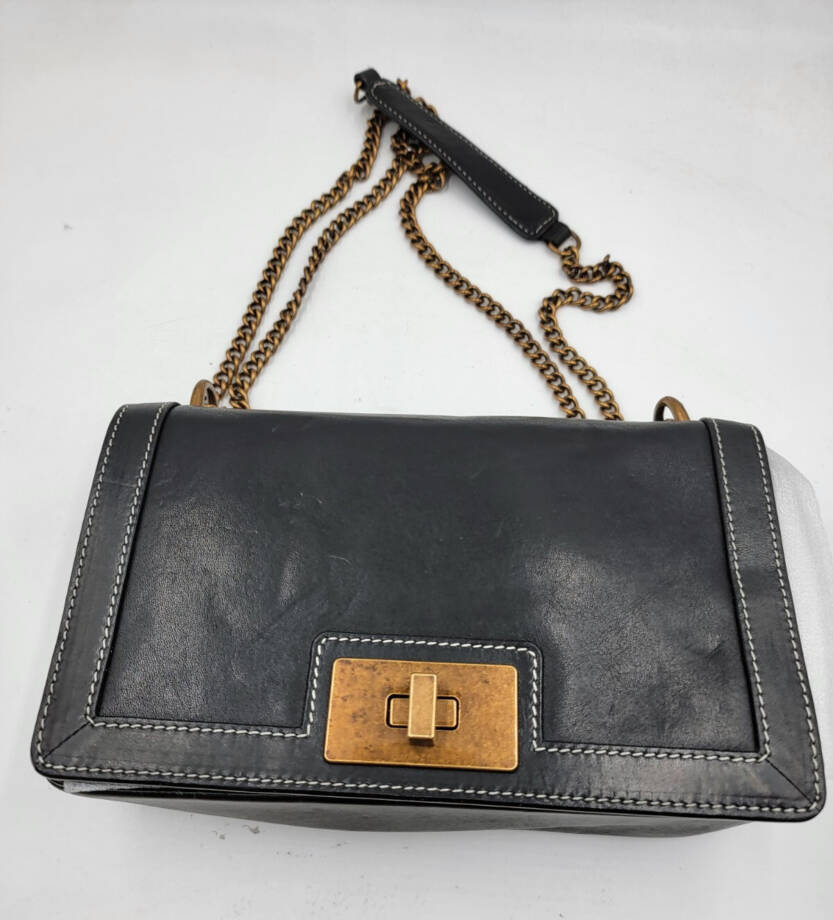 Sam Edelman Dallie Flap Crossbody Bag Women's Black Chain Strap Back Zipper