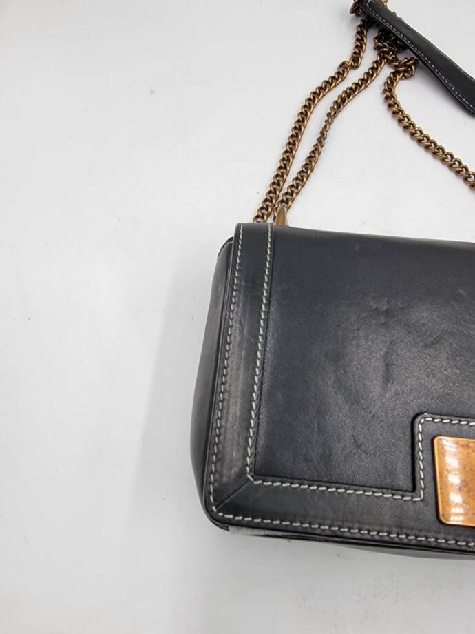 Sam Edelman Dallie Flap Crossbody Bag Women's Black Chain Strap Back Zipper
