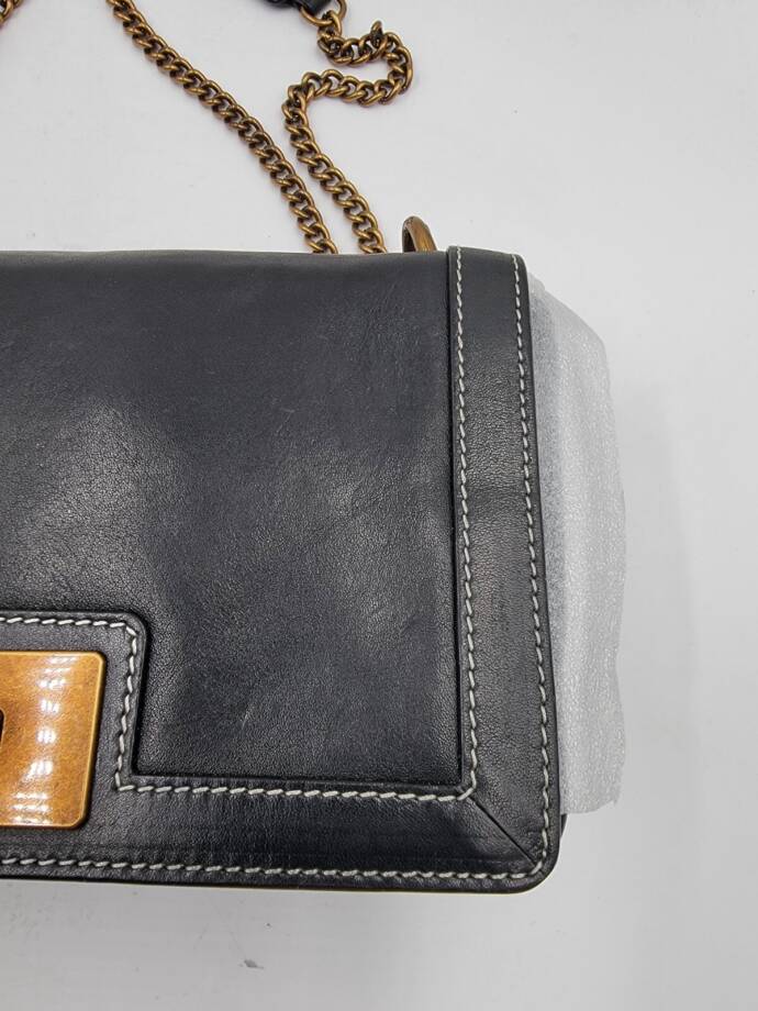 Sam Edelman Dallie Flap Crossbody Bag Women's Black Chain Strap Back Zipper