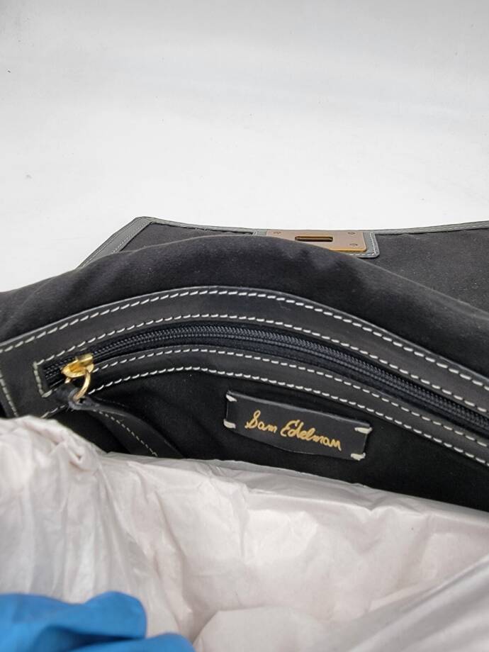 Sam Edelman Dallie Flap Crossbody Bag Women's Black Chain Strap Back Zipper