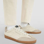 ALLSAINTS Leo Low Top Sneakers Men's 8US White/Sand Round Toe Lace Up Closure