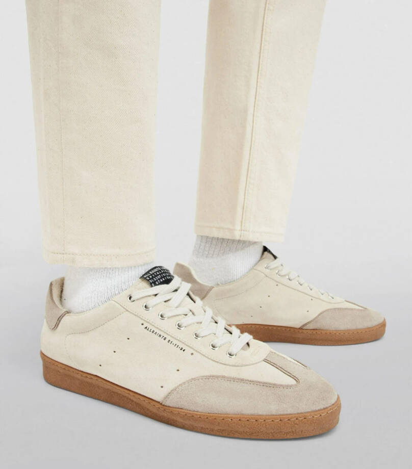 ALLSAINTS Leo Low Top Sneakers Men's 8US White/Sand Round Toe Lace Up Closure