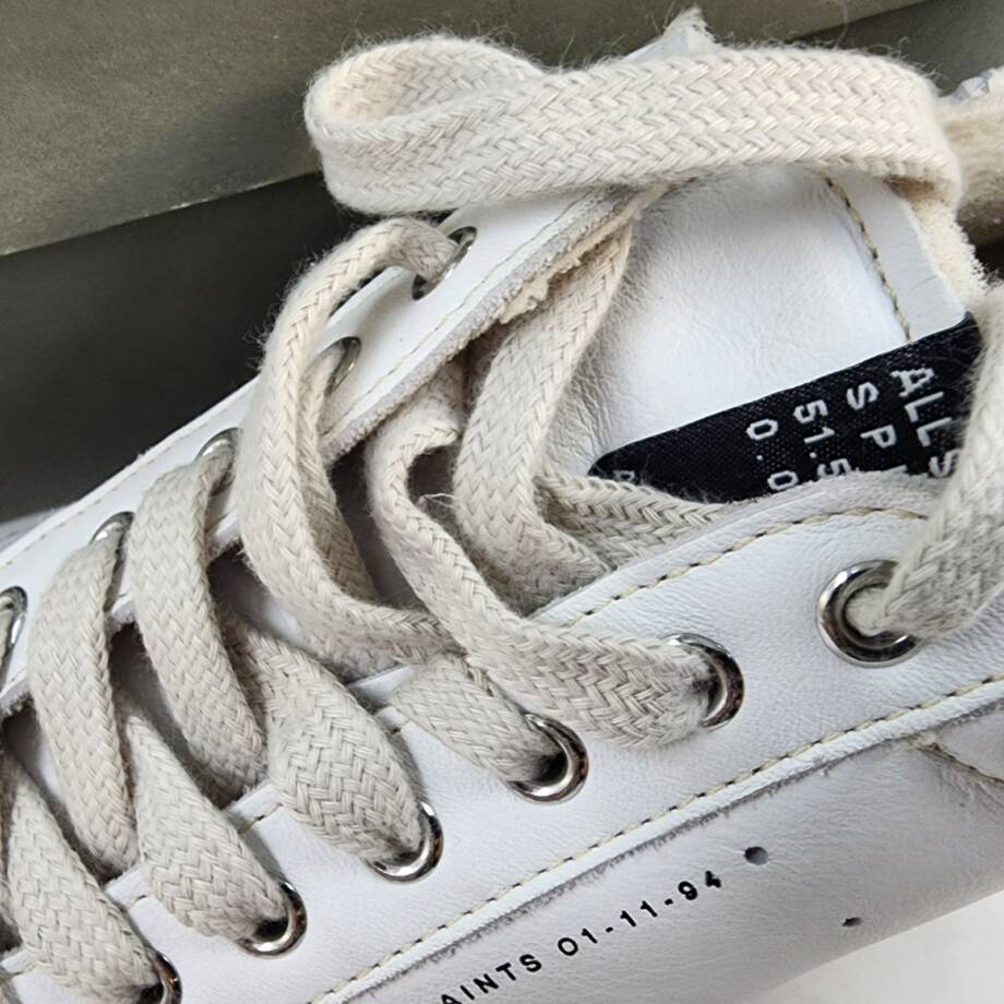 ALLSAINTS Leo Low Top Sneakers Men's 8US White/Sand Round Toe Lace Up Closure