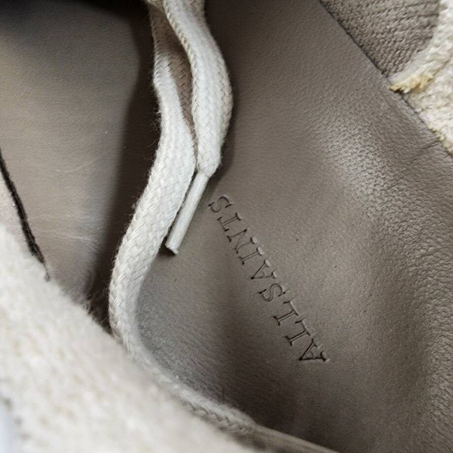 ALLSAINTS Leo Low Top Sneakers Men's 8US White/Sand Round Toe Lace Up Closure