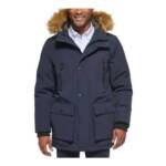 Club Room Parka with A Faux Fur-Hood Jacket Men's XXL Navy Zip/Snap Closure