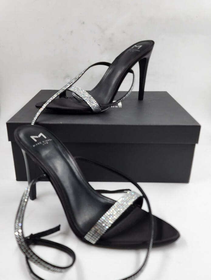 Marc Fisher LTD. Cammile Embellished Ankle Strap High Heels Women's 8.5M Black