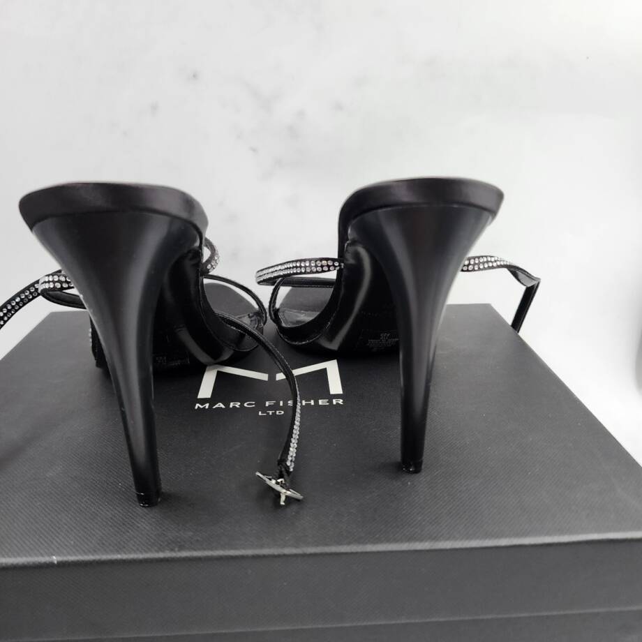 Marc Fisher LTD. Cammile Embellished Ankle Strap High Heels Women's 8.5M Black