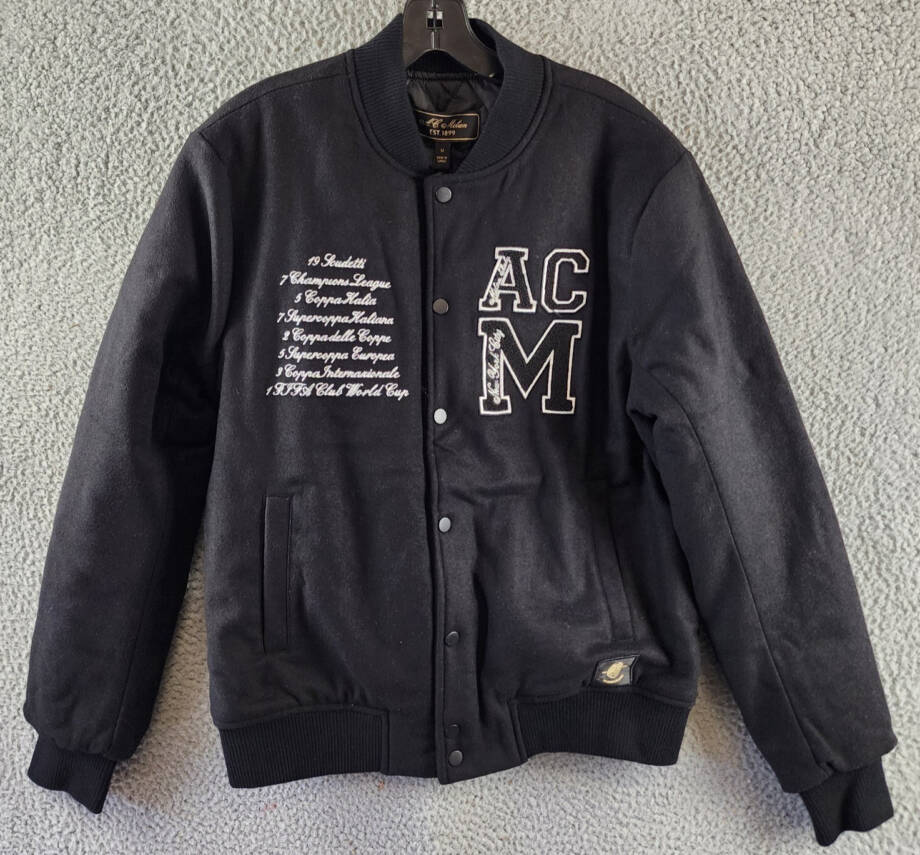 AC Milan Coach Jacket Men's M Black Full Front Button Closure With Side Pockets