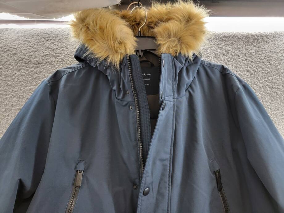 Club Room Parka with A Faux Fur-Hood Jacket Men's XXL Navy Zip/Snap Closure