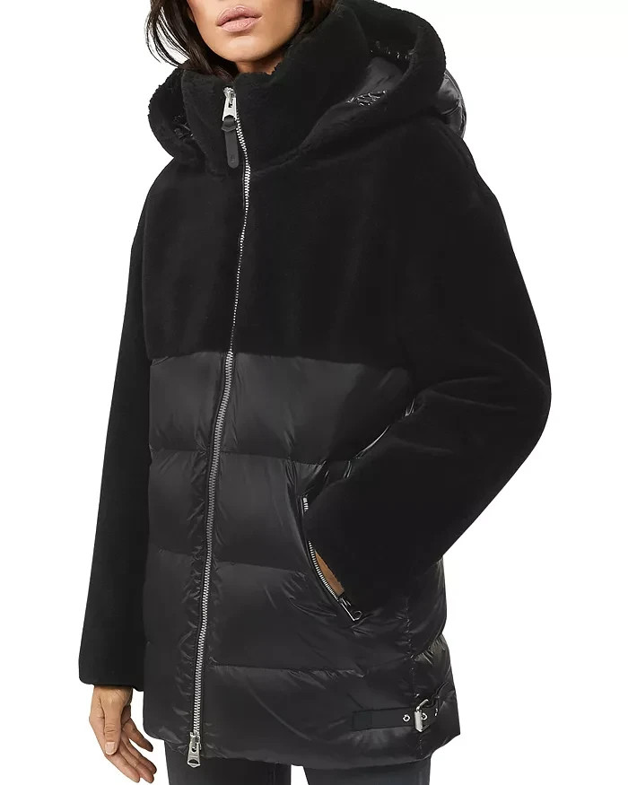 Mackage Junia Down Hooded Full Zip Coat Women's XL Black Full Zip Long Sleeve