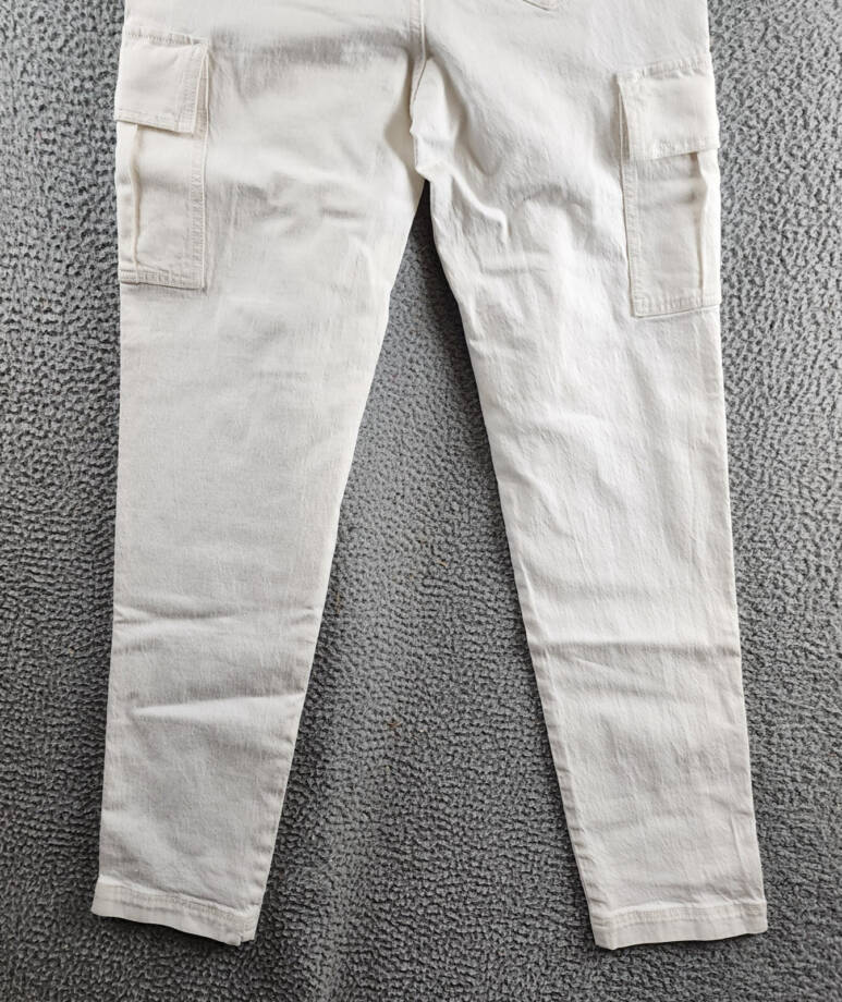 REBECCA MINKOFF Relaxed Cargo Pants Women's 24 Alabaster Zip & Button Closure