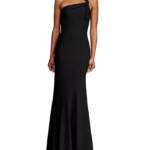 HALSTON Sybil Crepe Gown Women's 10 Black Solid One Shoulder Back Zip Closure