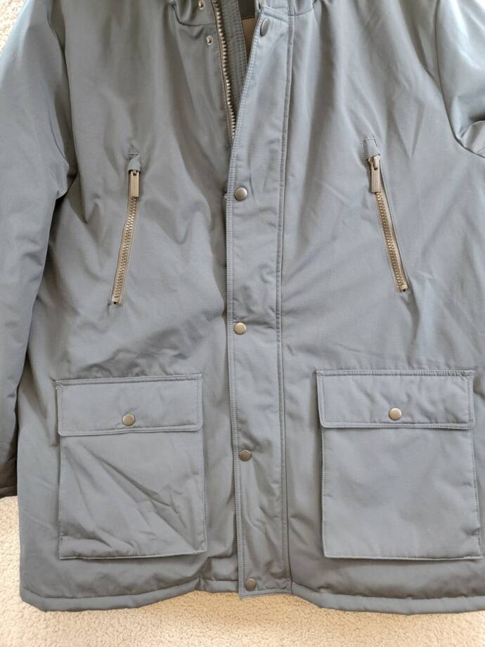 Club Room Parka with A Faux Fur-Hood Jacket Men's XXL Navy Zip/Snap Closure