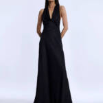 BCBGMAXAZRIA Cowl Neck Halter Gown Women's 6 Black Twist Detail Side Zip Closure
