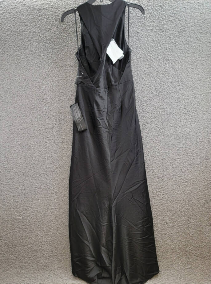 BCBGMAXAZRIA Cowl Neck Halter Gown Women's 6 Black Twist Detail Side Zip Closure