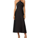 Liv Foster Quinn Chain Halter Neck Dress Women's 4 Black Solid Back Zip Closure