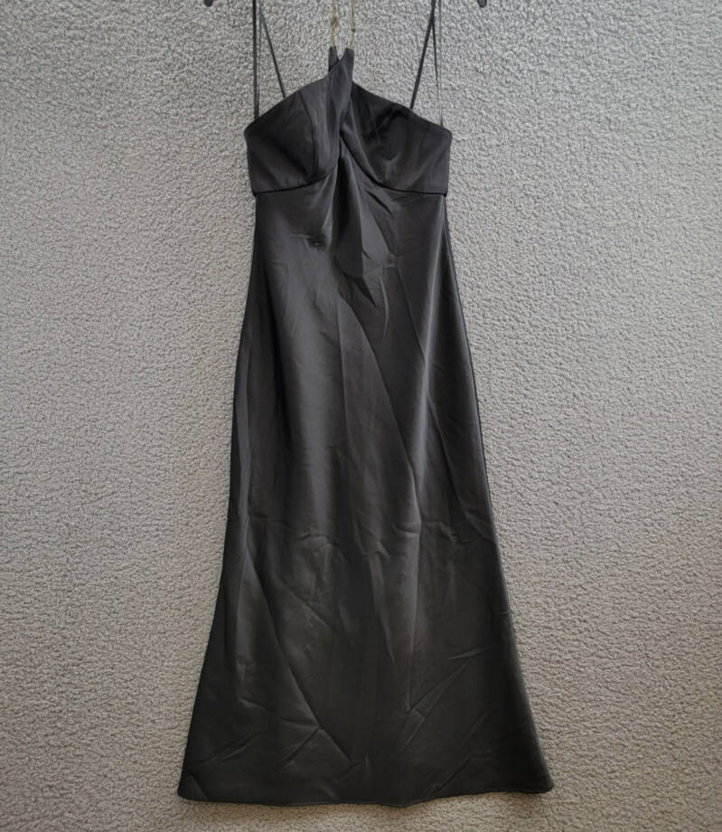 Liv Foster Quinn Chain Halter Neck Dress Women's 4 Black Solid Back Zip Closure