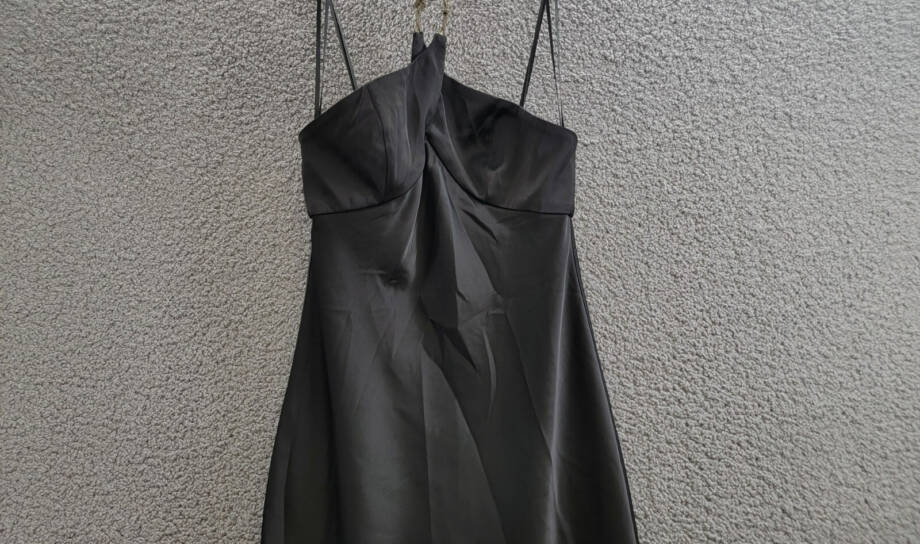 Liv Foster Quinn Chain Halter Neck Dress Women's 4 Black Solid Back Zip Closure