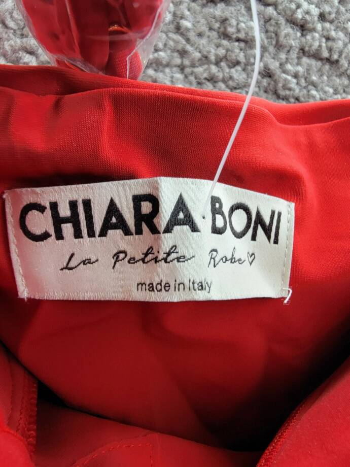 Chiara Boni La Petite Robe Ethane Rosette Gown Womens 4 Scarlet Side Zip Closure