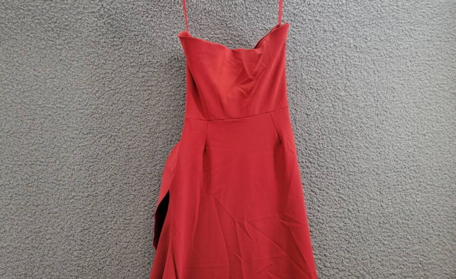 Chiara Boni La Petite Robe Ethane Rosette Gown Womens 4 Scarlet Side Zip Closure