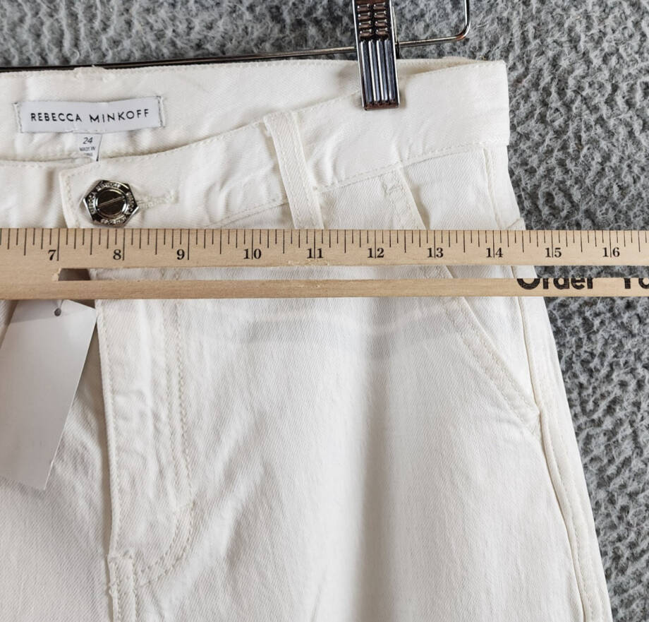 REBECCA MINKOFF Relaxed Cargo Pants Women's 24 Alabaster Zip & Button Closure