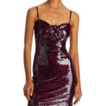 FRENCH CONNECTION Beatrice Sequin Mini Dress Women's 2 Burgundy Red Back Zip