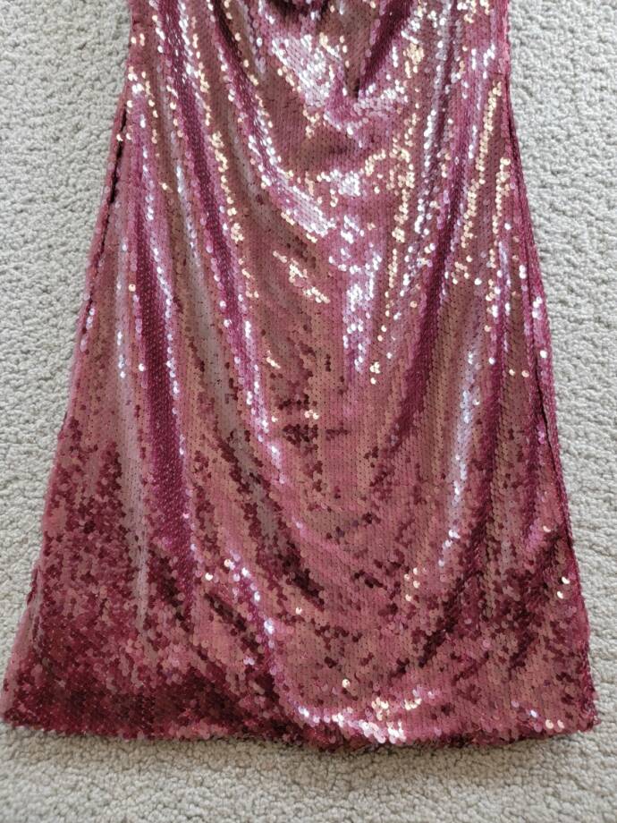 FRENCH CONNECTION Beatrice Sequin Mini Dress Women's 2 Burgundy Red Back Zip
