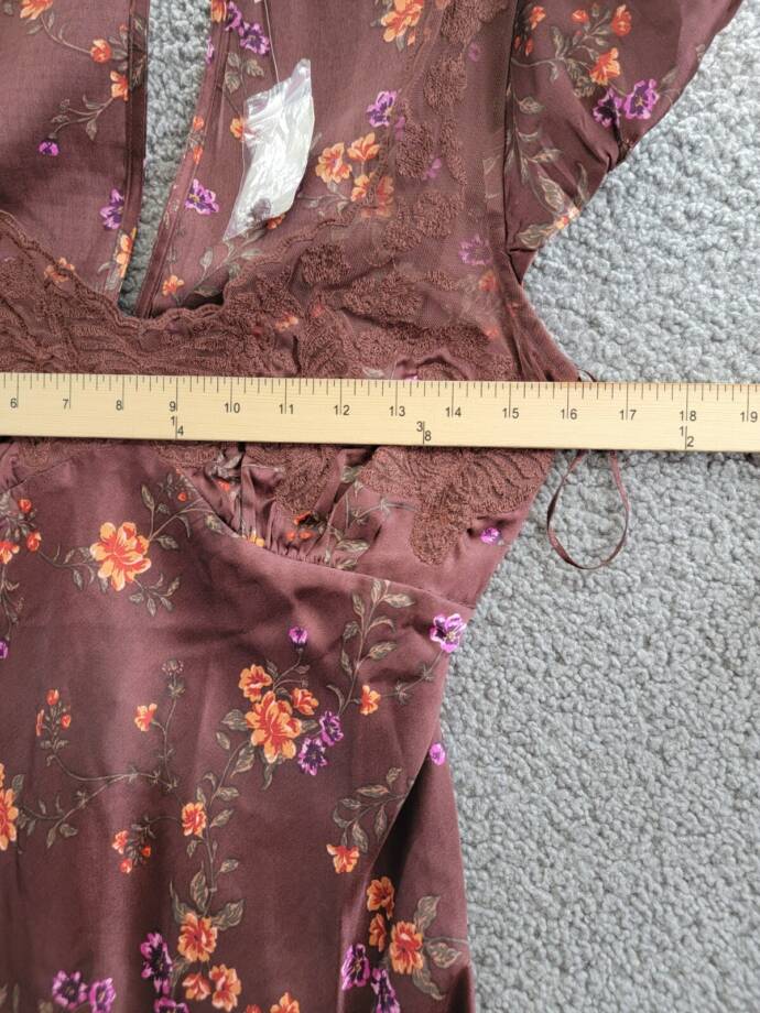 Free People Butterfly Babe Floral Dress Womens S Brown Combo Button Back Closure