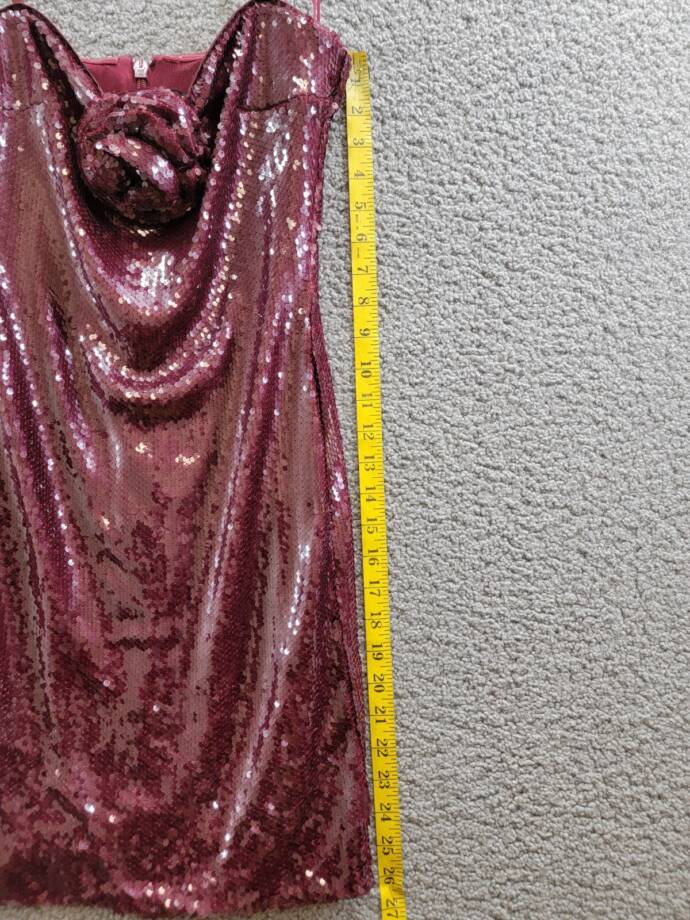 FRENCH CONNECTION Beatrice Sequin Mini Dress Women's 2 Burgundy Red Back Zip