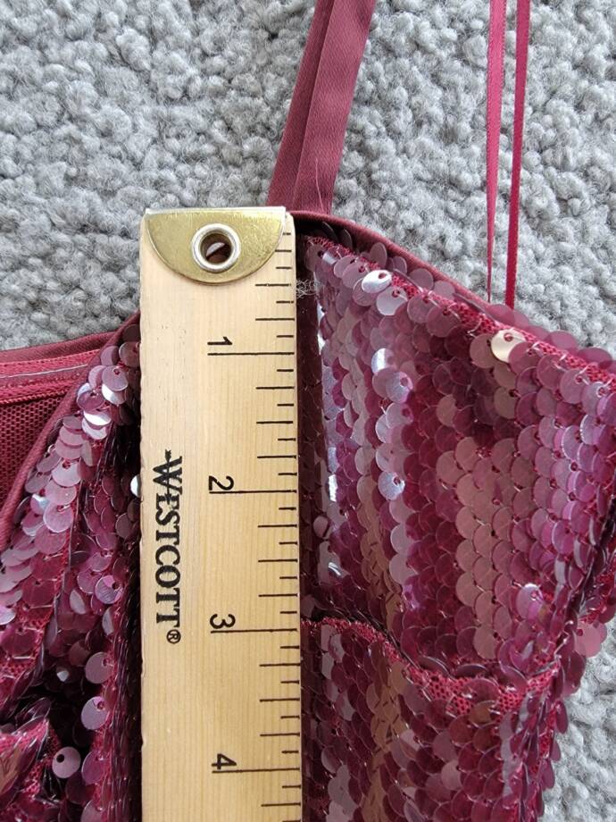 FRENCH CONNECTION Beatrice Sequin Mini Dress Women's 2 Burgundy Red Back Zip