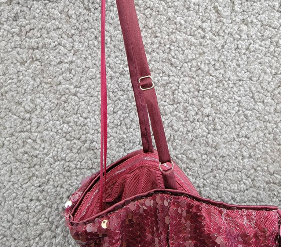 FRENCH CONNECTION Beatrice Sequin Mini Dress Women's 2 Burgundy Red Back Zip