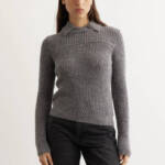 rag & bone Madix Wool-Alpaca Polo Sweater Women's S Charcoal Heather Pullover
