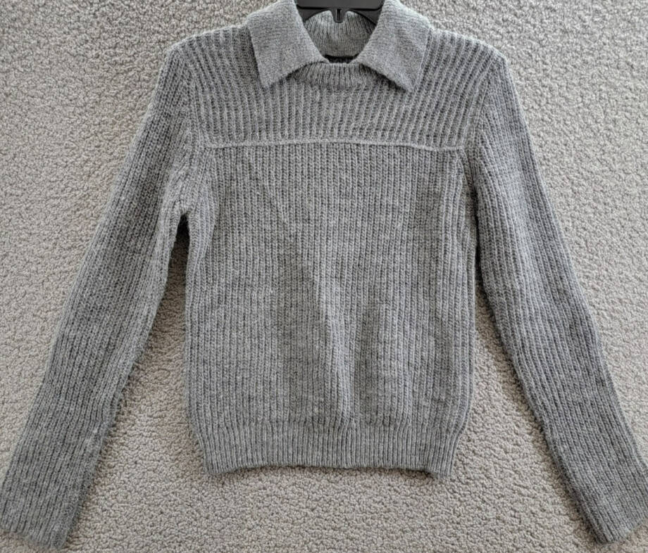 rag & bone Madix Wool-Alpaca Polo Sweater Women's S Charcoal Heather Pullover