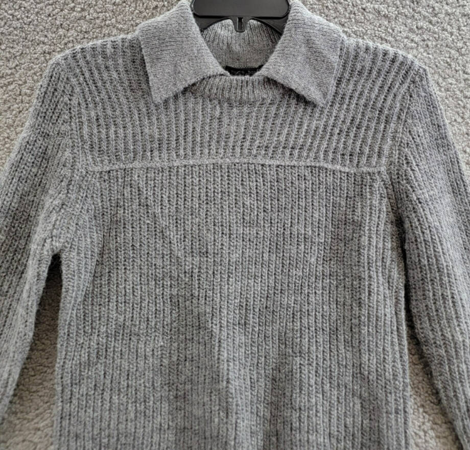 rag & bone Madix Wool-Alpaca Polo Sweater Women's S Charcoal Heather Pullover