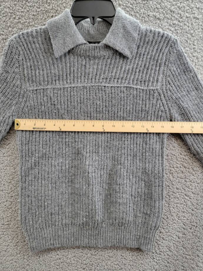 rag & bone Madix Wool-Alpaca Polo Sweater Women's S Charcoal Heather Pullover