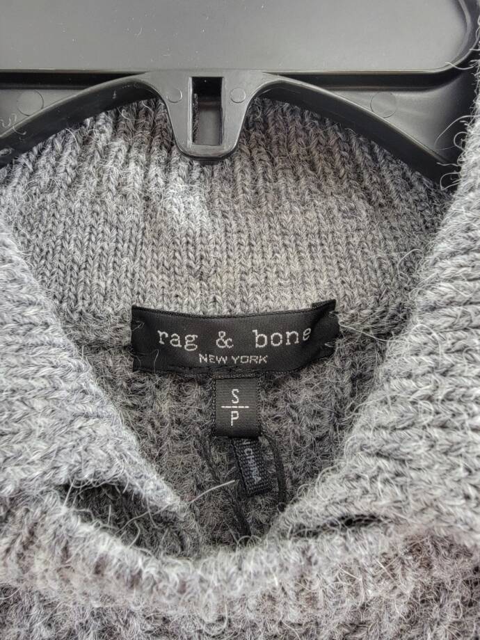rag & bone Madix Wool-Alpaca Polo Sweater Women's S Charcoal Heather Pullover