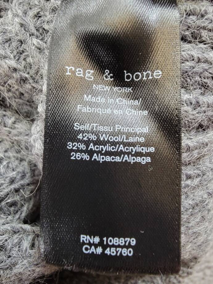 rag & bone Madix Wool-Alpaca Polo Sweater Women's S Charcoal Heather Pullover