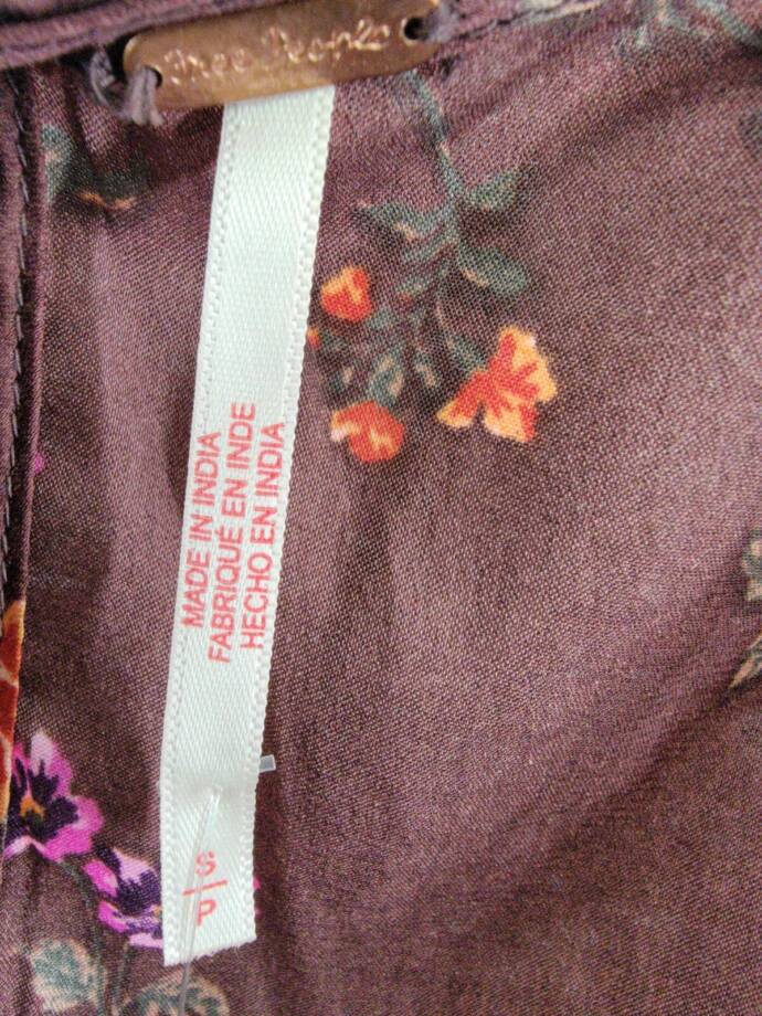Free People Butterfly Babe Floral Dress Womens S Brown Combo Button Back Closure