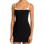 FRENCH CONNECTION Azra Contrast Trim Mini Dress Women's 8 Black/White Back Zip
