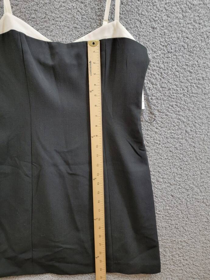 FRENCH CONNECTION Azra Contrast Trim Mini Dress Women's 8 Black/White Back Zip