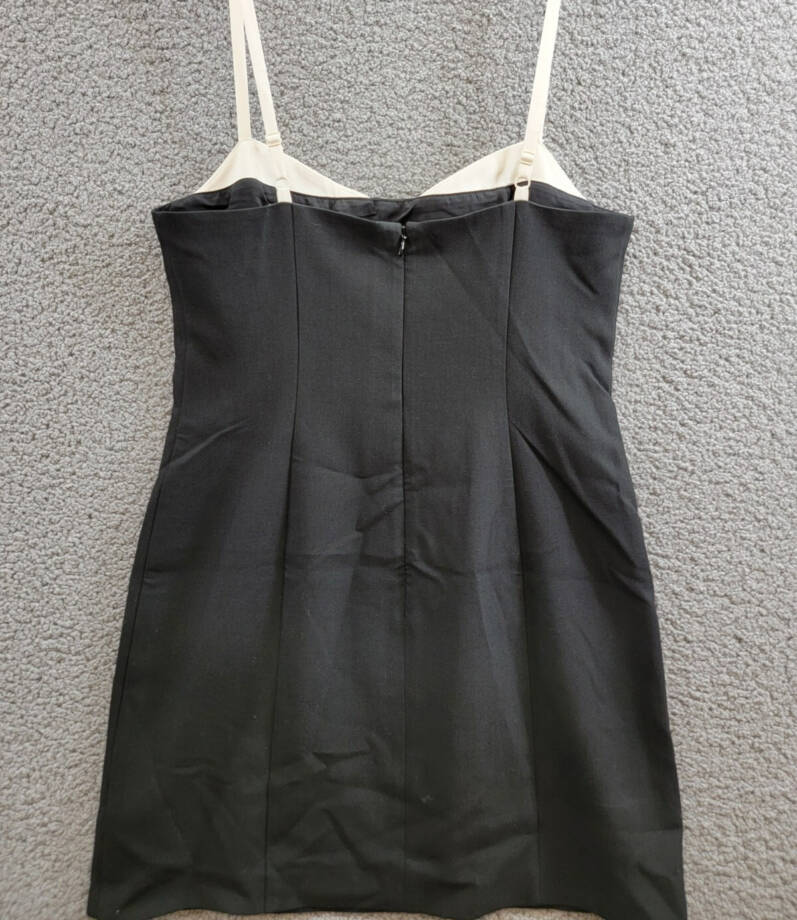 FRENCH CONNECTION Azra Contrast Trim Mini Dress Women's 8 Black/White Back Zip