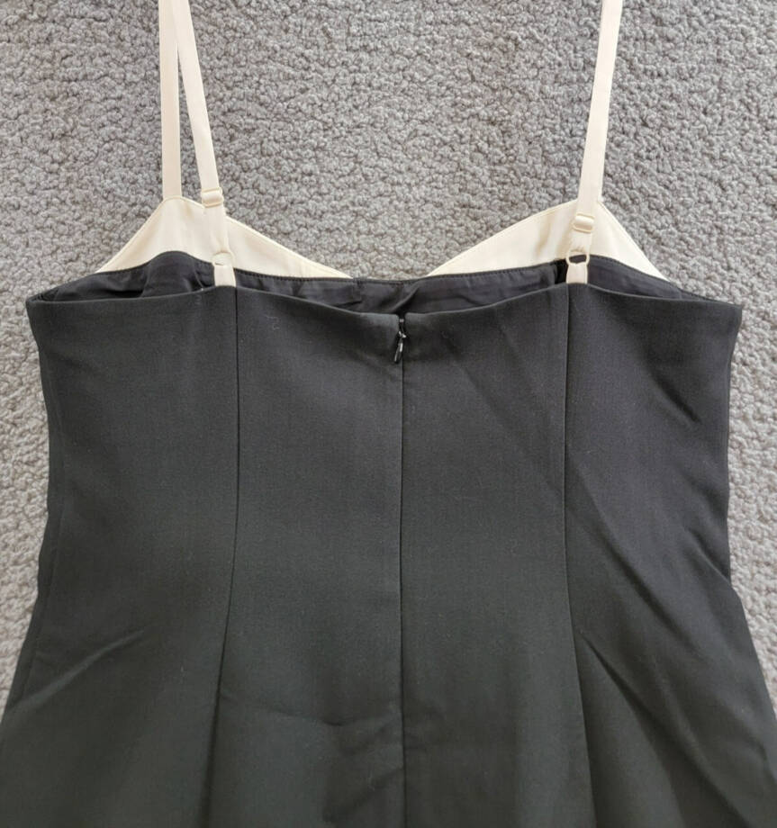 FRENCH CONNECTION Azra Contrast Trim Mini Dress Women's 8 Black/White Back Zip