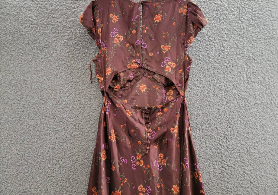 Free People Butterfly Babe Floral Dress Womens S Brown Combo Button Back Closure