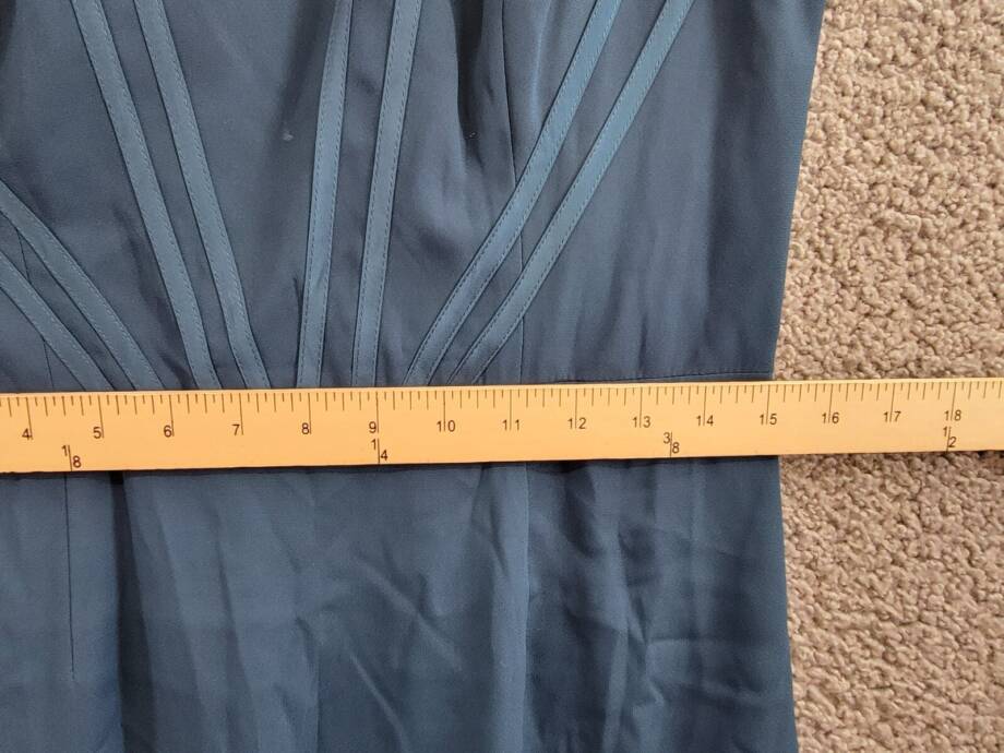 Dress the Population Corset Strapless Midi Dress Women's L Peacock Blue Back Zip