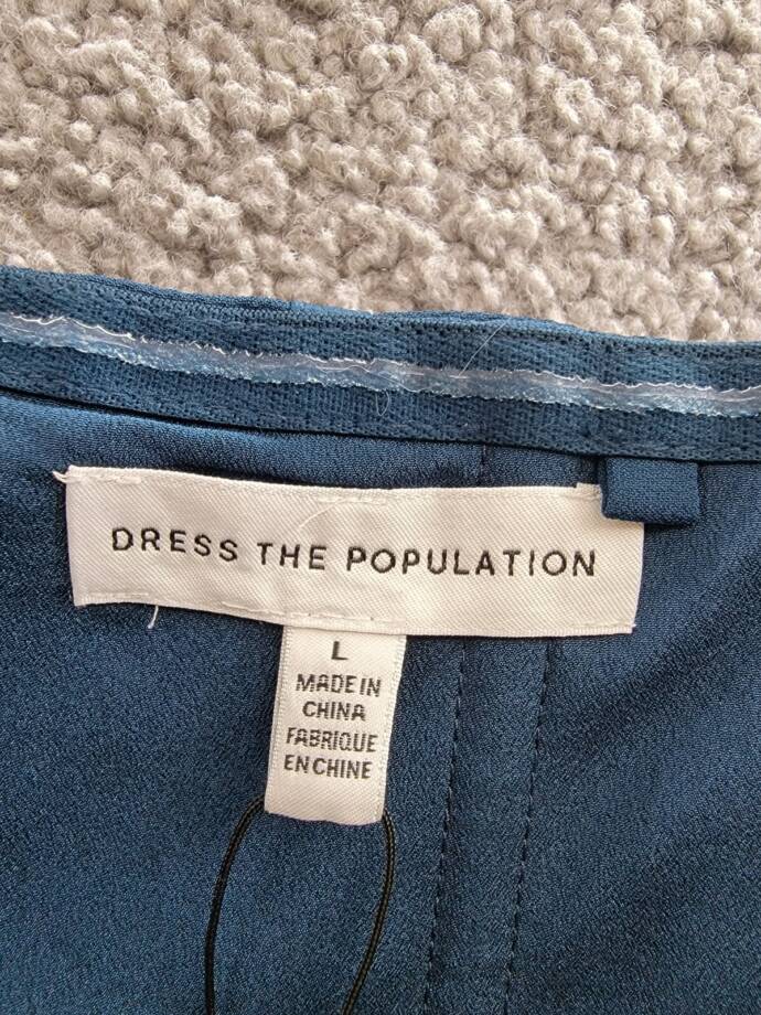 Dress the Population Corset Strapless Midi Dress Women's L Peacock Blue Back Zip