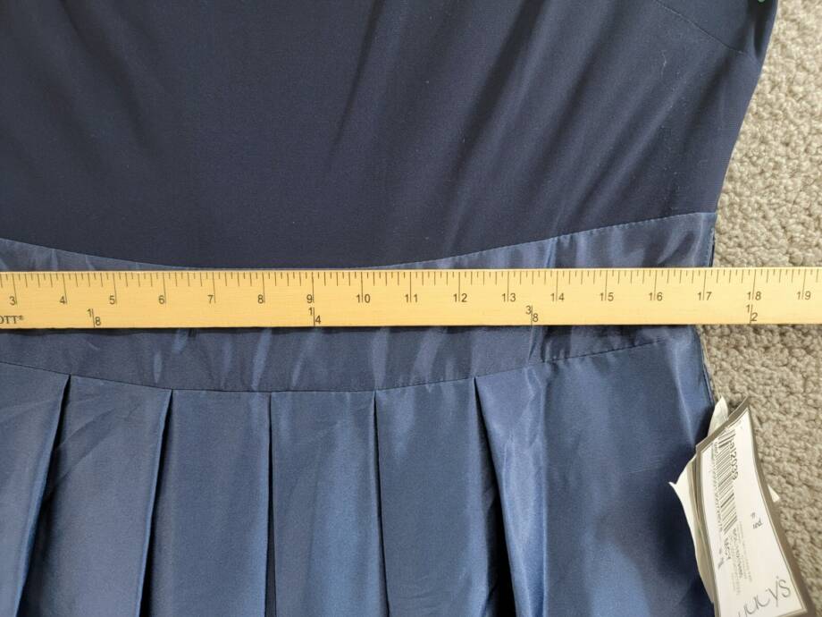 SLNY Fashions Ombré Satin Bow Sash Gown Women's 16 Navy/Wedgewood Zip Closure