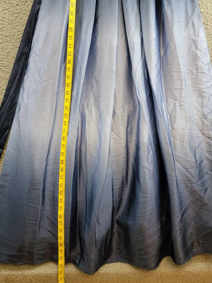 SLNY Fashions Ombré Satin Bow Sash Gown Women's 16 Navy/Wedgewood Zip Closure